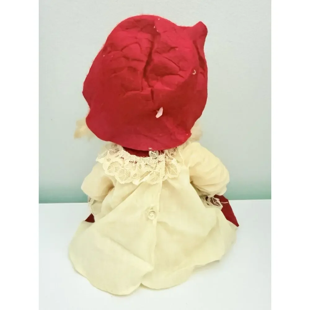 Vintage 1974 Horsman Dolls Blonde Girl Red Hood Doll Lace Dress 14”